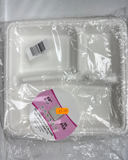 Disposable - 3 Divider Plate 25PCS