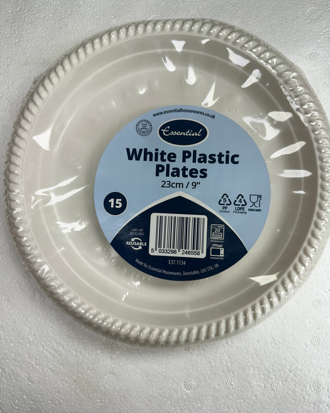 ESSENTIALS - White Plastic Plates 15