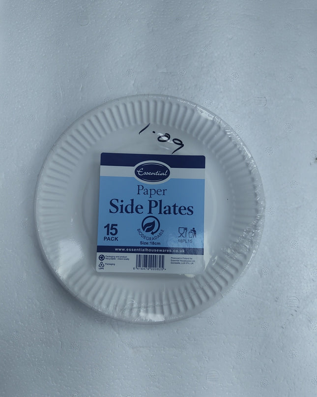 Essential Paper Side Plates 15pack (18cm)
