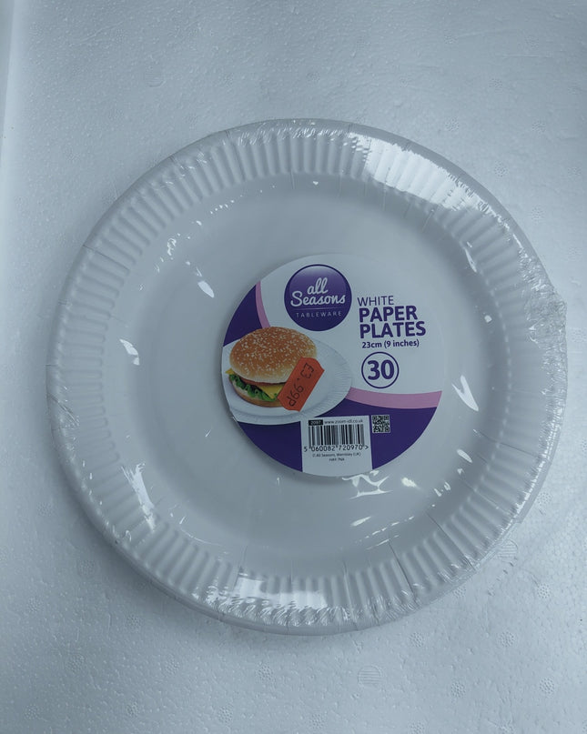 All Seasons white Paper Plates 30pack (23cm)(9")