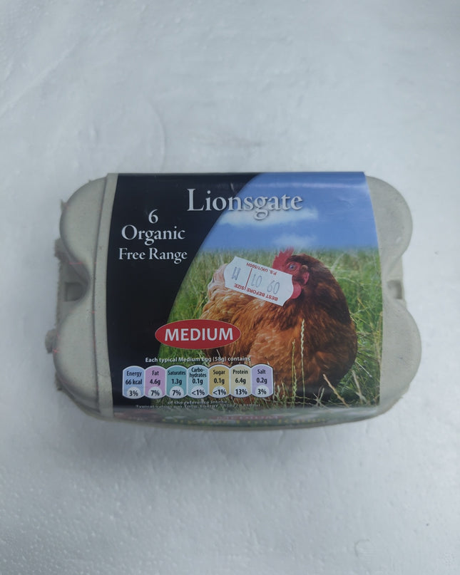 LionsGate 6 Organic Free Range medium Eggs