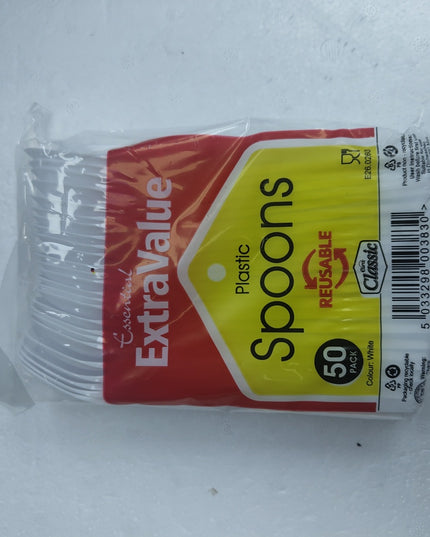 Essential Extra value Plastic Spoons Reusable 50pack