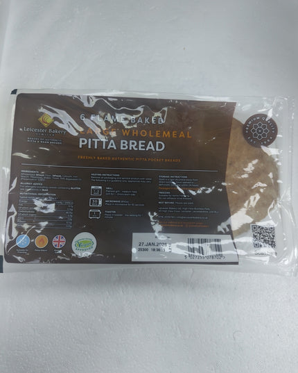 6 Flame Baked Large Whole Meal Pitta Bread