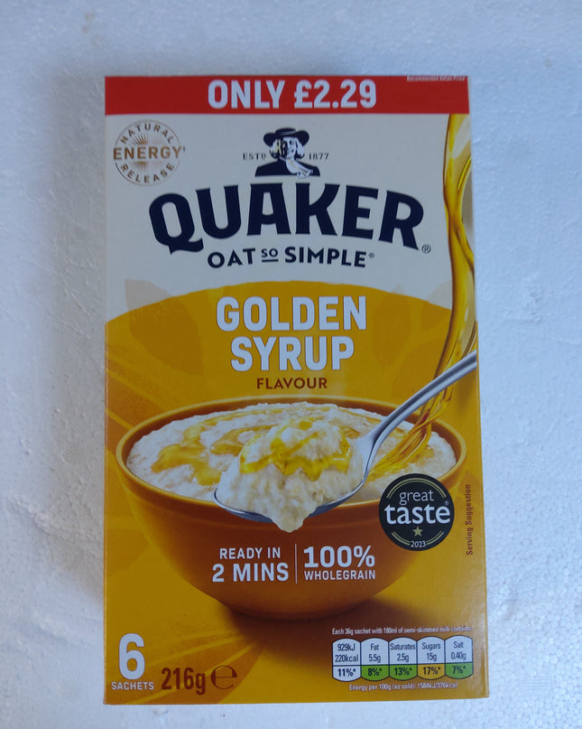 Quaker oat golden Syrup flavour 216g