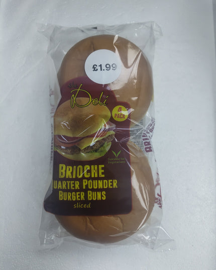 The Deli Brioche Quarter Pounder Burger Buns Sliced 4 Pack