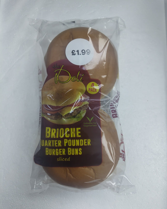 The Deli Brioche Quarter Pounder Burger Buns Sliced 4 Pack