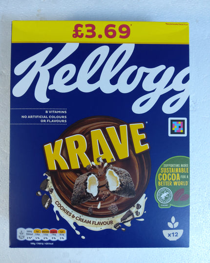 Kelloggs krave cookies and cream flavour 375g