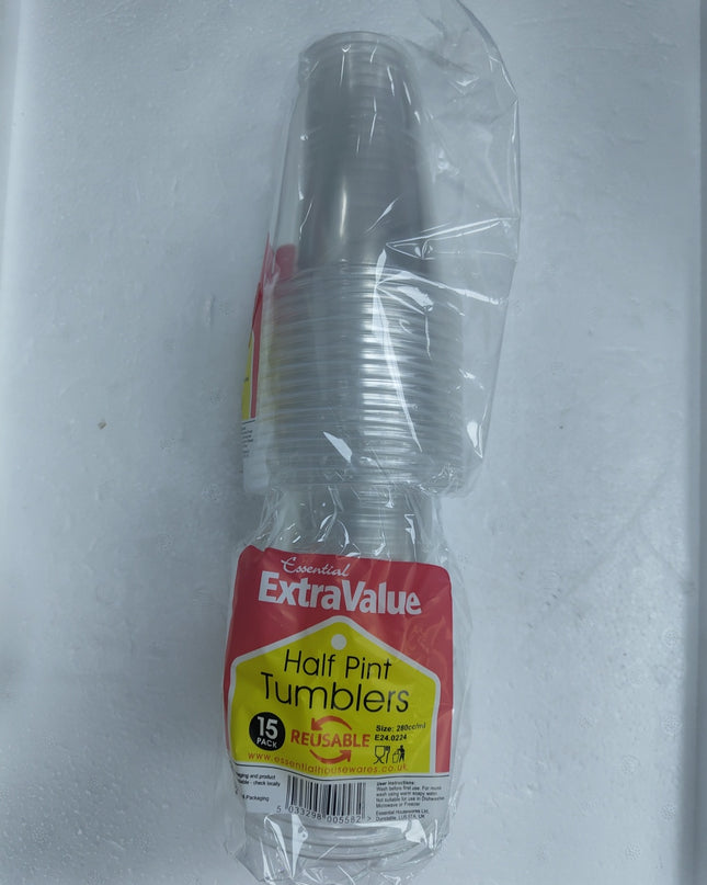 Essential Extra value HalfPint Tumblers 15pack 280ml Reusable