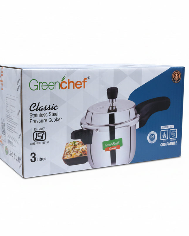 Greenchef Classic Stainless Steel pressure cooker  3 litres